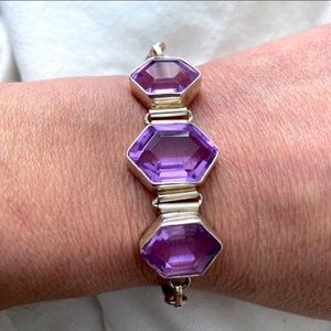 Genuine Amethyst sterling silver bracelet ~ 925